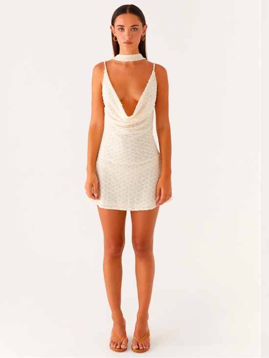 Peppermayo Dresses & Skirts - Peppermayo “Chase” Ivory Cowl Neck Mini Dress